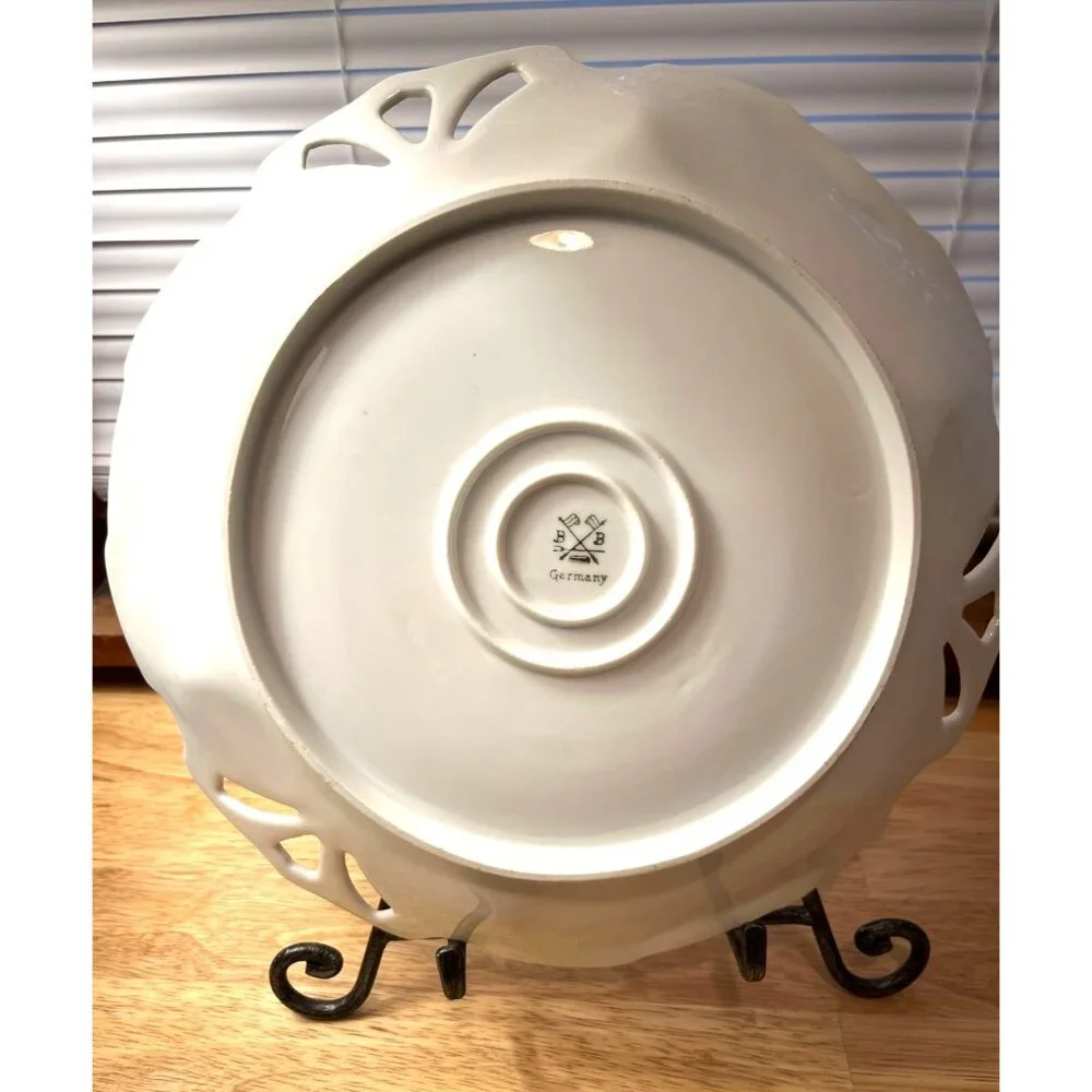 Beyer & Block Antique Dresden Reticulated Porcelain Plate With Floral Design